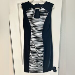 Joseph Ribkoff Black and White Patterned Mini Dress